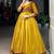 Rich Mustard Yellow Zari Weaving Chanderi Haldi Wear Gown With Koti
