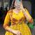 Rich Mustard Yellow Zari Weaving Chanderi Haldi Wear Gown With Koti