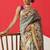 Beige printed tissue traditional saree with blouse piece