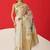 Off white printed tissue traditional saree with blouse piece