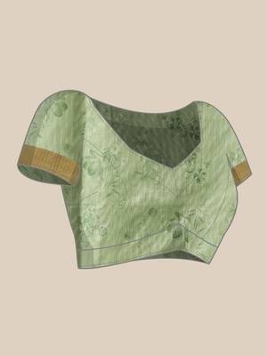 Off white printed tissue traditional saree with blouse piece 4
