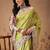 Lime woven art silk traditional saree with blouse piece