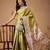Lime woven art silk traditional saree with blouse piece