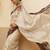 Off white printed silk blend ethnic saree with blouse piece