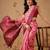 Pink printed art silk ethnic saree with blouse piece