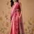 Pink printed art silk ethnic saree with blouse piece