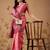 Pink printed art silk ethnic saree with blouse piece