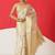 Cream printed tissue traditional saree with blouse piece