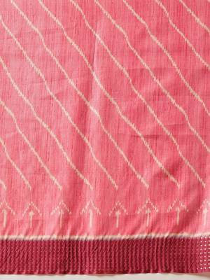 Pink printed art silk ethnic saree with blouse piece 5