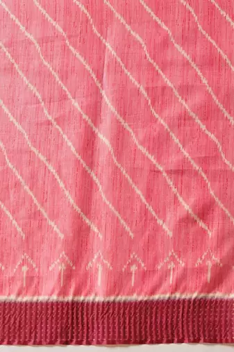 Pink printed art silk ethnic saree with blouse piece
