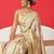 Cream printed tissue traditional saree with blouse piece