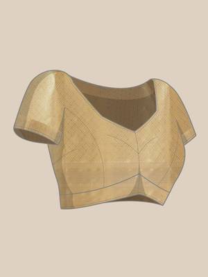 Cream printed tissue traditional saree with blouse piece 4