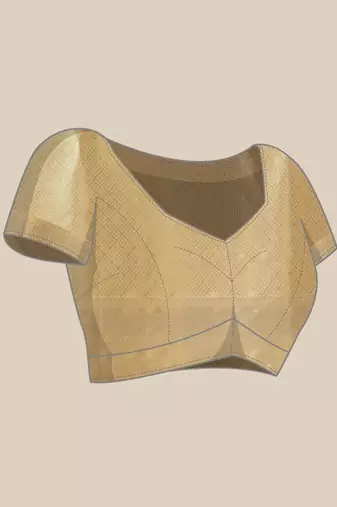 Cream printed tissue traditional saree with blouse piece