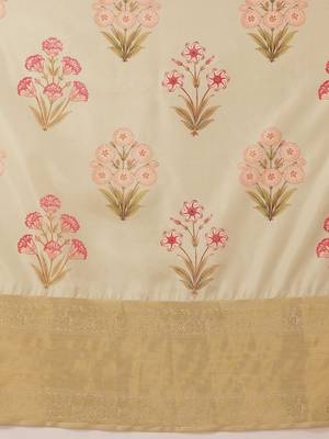 Cream printed tissue traditional saree with blouse piece 5