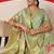 Sea green printed tissue traditional saree with blouse piece