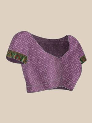Purple woven silk blend ethnic saree with blouse piece 4
