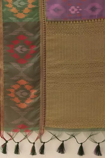 Purple woven silk blend ethnic saree with blouse piece