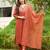 Orange rayon silk sequin embroidered v neck kurta set with chanderi dupatta