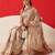 Beige printed tissue traditional saree with blouse piece