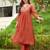 Orange rayon silk sequin embroidered v neck kurta set with chanderi dupatta
