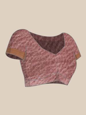 Beige printed tissue traditional saree with blouse piece 4