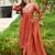 Orange rayon silk sequin embroidered v neck kurta set with chanderi dupatta