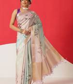 Multicolor printed tissue traditional saree with blouse piece