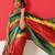 Green printed art silk ethnic saree with blouse piece