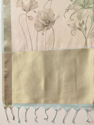 Multicolor printed tissue traditional saree with blouse piece 5