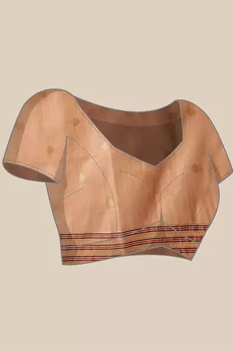 Peach woven cotton blend traditional saree with blouse piece