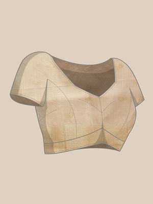 Beige woven cotton blend traditional saree with blouse piece 4