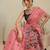 Pink printed cotton blend ethnic saree with blouse piece