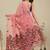 Pink printed cotton blend ethnic saree with blouse piece