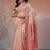 Cream printed cotton blend ethnic saree with blouse piece