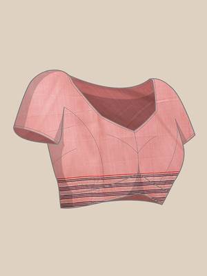 Pink printed cotton blend ethnic saree with blouse piece 4