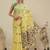 Yellow printed cotton blend ethnic saree with blouse piece