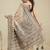 Cream printed cotton blend ethnic saree with blouse piece