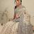 Cream printed cotton blend ethnic saree with blouse piece