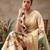 Cream printed tissue traditional saree with blouse piece