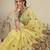 Yellow printed cotton blend ethnic saree with blouse piece