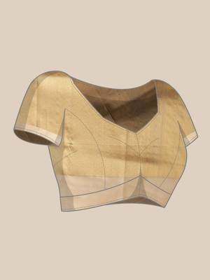 Cream printed tissue traditional saree with blouse piece 4