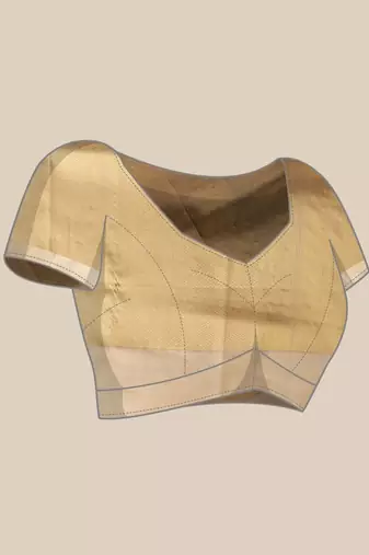 Cream printed tissue traditional saree with blouse piece