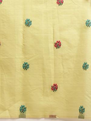 Yellow printed cotton blend ethnic saree with blouse piece 5