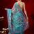 Blue printed cotton blend ethnic saree with blouse piece