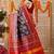 Red printed silk cotton traditional saree with blouse piece