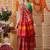 Red printed silk cotton traditional saree with blouse piece