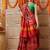 Red printed silk cotton traditional saree with blouse piece