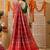 Red printed silk cotton traditional saree with blouse piece