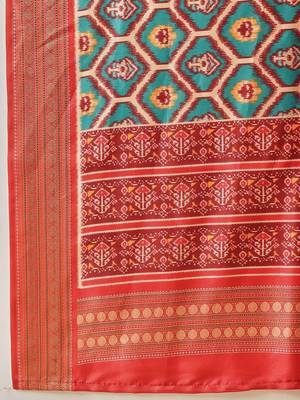 Multicolor woven art silk traditional saree with blouse piece 4