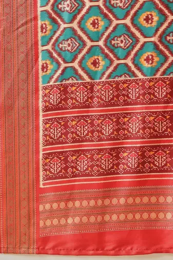 Multicolor woven art silk traditional saree with blouse piece